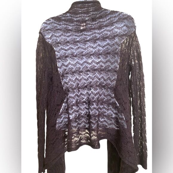 VTG Moda International Pointelle Knit Cardigan Chocolate Brown Baby Mohair Wool - Picture 7 of 12